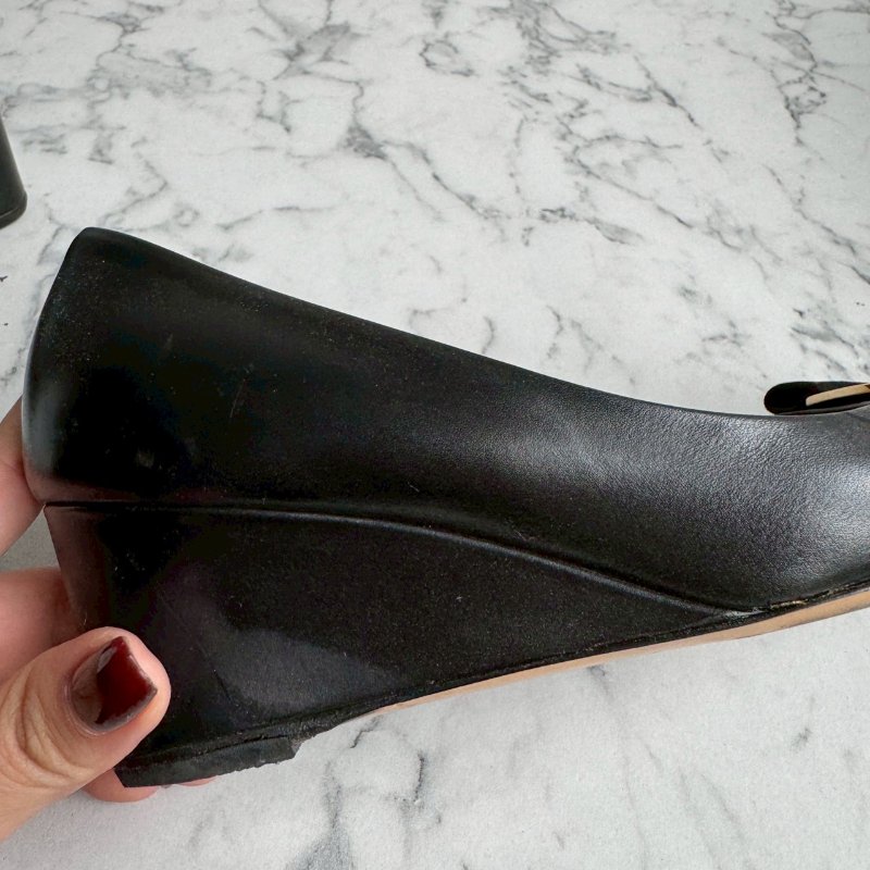 ✨櫃姐上班款 FERRAGAMO黑色厚底超穩高跟鞋-7