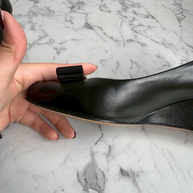 ✨櫃姐上班款 FERRAGAMO黑色厚底超穩高跟鞋-8