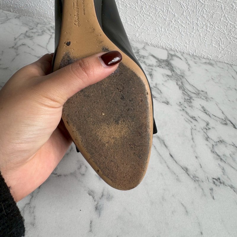 ✨櫃姐上班款 FERRAGAMO黑色厚底超穩高跟鞋-12