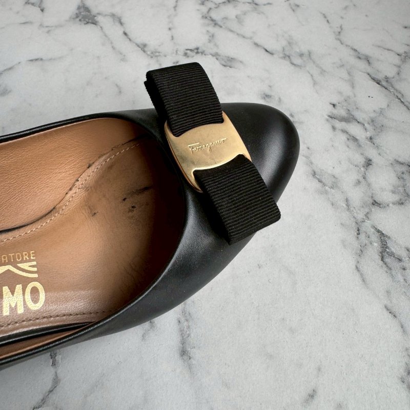 ✨櫃姐上班款 FERRAGAMO黑色厚底超穩高跟鞋-14