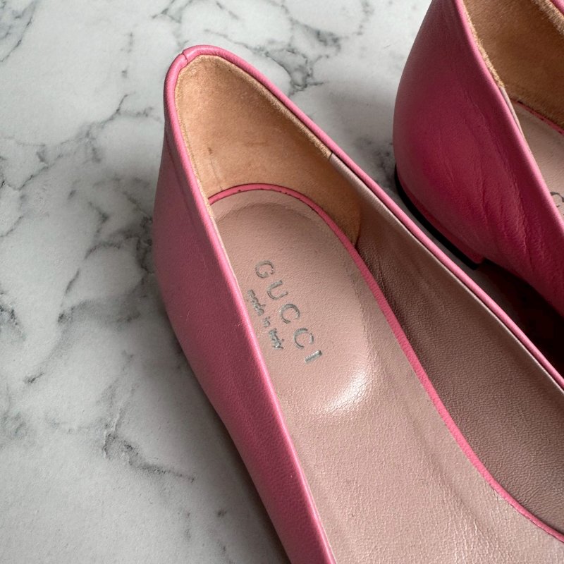 ✨狀況超好 Gucci 粉色卯釘低跟低跟休閒鞋(34.5喔)-6