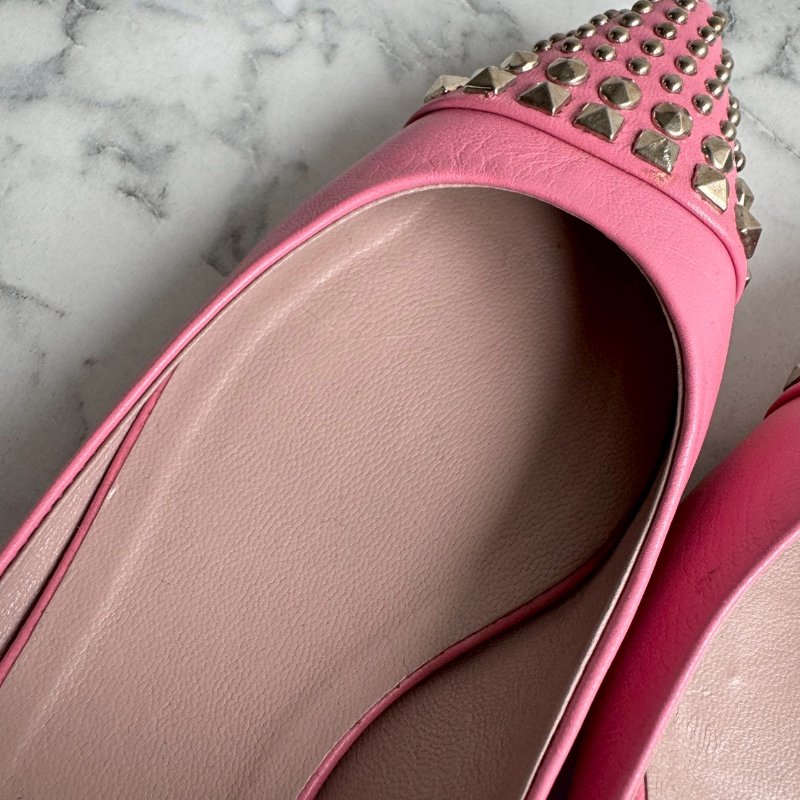 ✨狀況超好 Gucci 粉色卯釘低跟低跟休閒鞋(34.5喔)-21