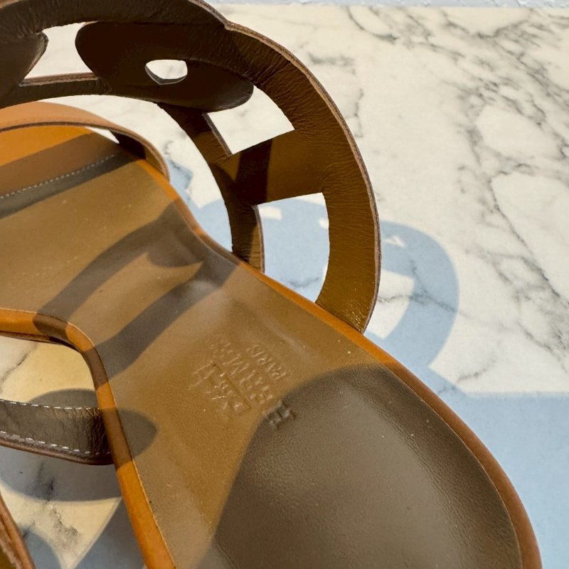 ✨腳型不合割愛 Hermes 焦糖色低跟涼鞋(39.5)-10