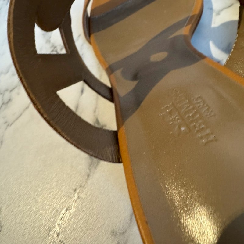 ✨腳型不合割愛 Hermes 焦糖色低跟涼鞋(39.5)-11