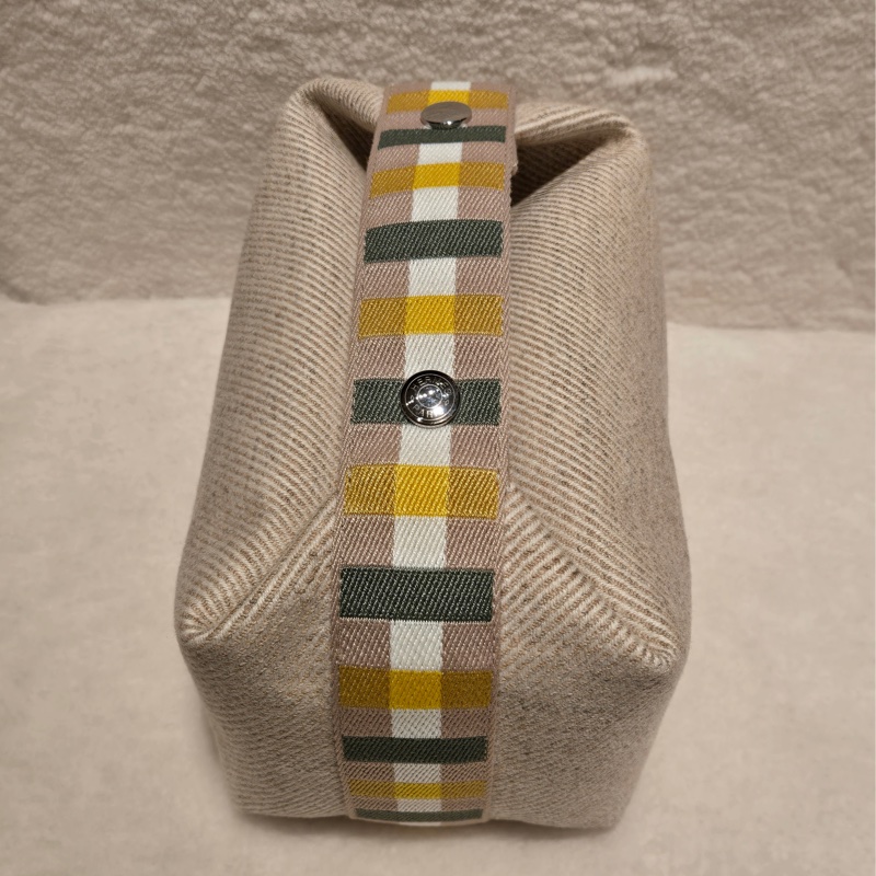 【近全新】Hermès Bride-a-Brac H帆布收納包 (含改造背帶/內膽包/完整包裝)-13