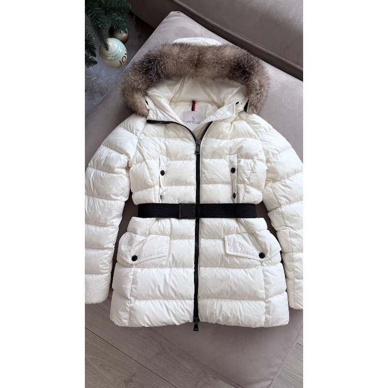 Moncler Clion 『現貨』氣質白色 黃金尺碼1號 99新 絕版真皮草狐狸毛款式 附件原廠塵套-2