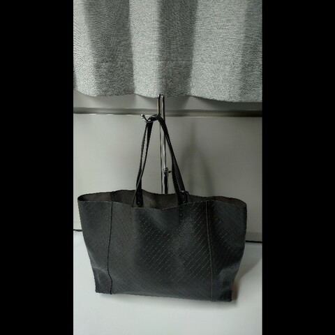 BV 深咖皮壓紋編織購物包 TOTE