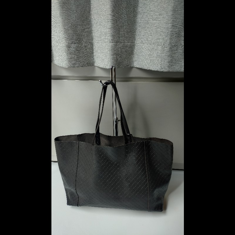 BV 深咖皮壓紋編織購物包 TOTE-0