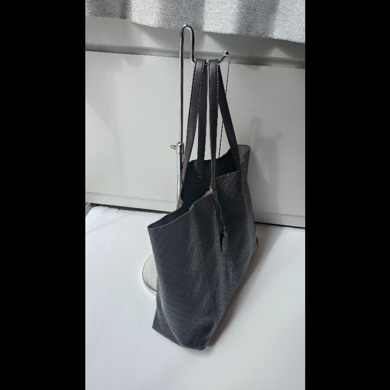 BV 深咖皮壓紋編織購物包 TOTE-6
