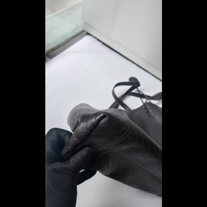 BV 深咖皮壓紋編織購物包 TOTE-7