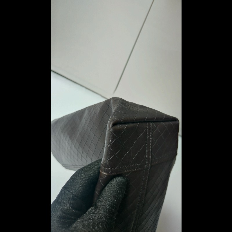 BV 深咖皮壓紋編織購物包 TOTE-9