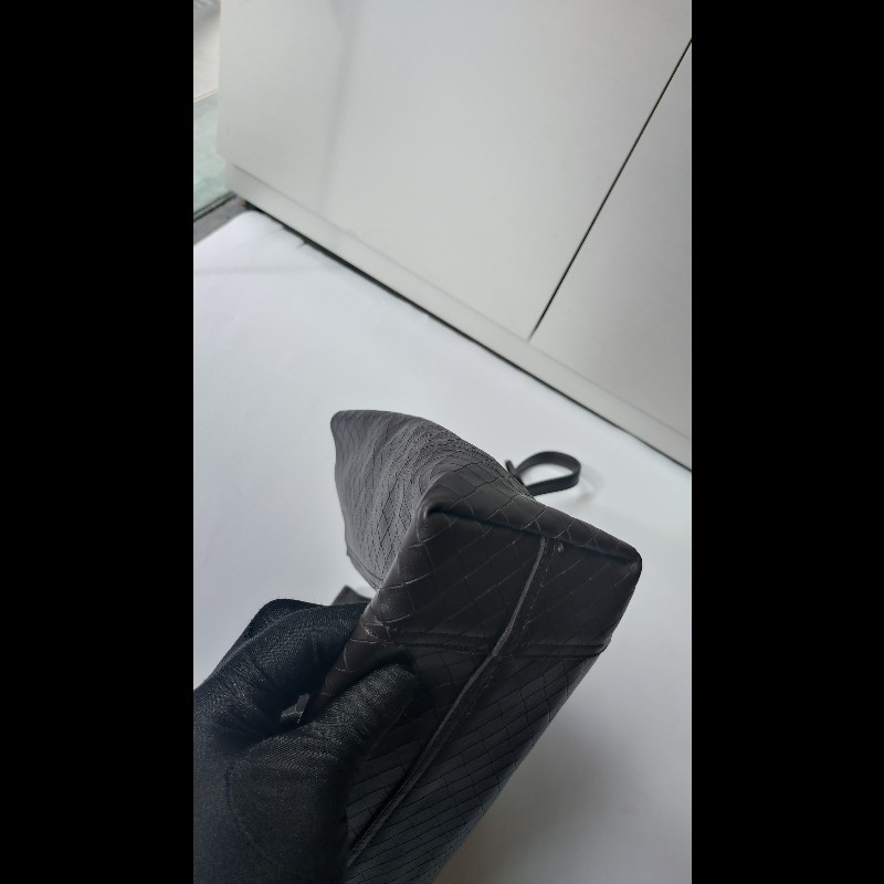 BV 深咖皮壓紋編織購物包 TOTE-10