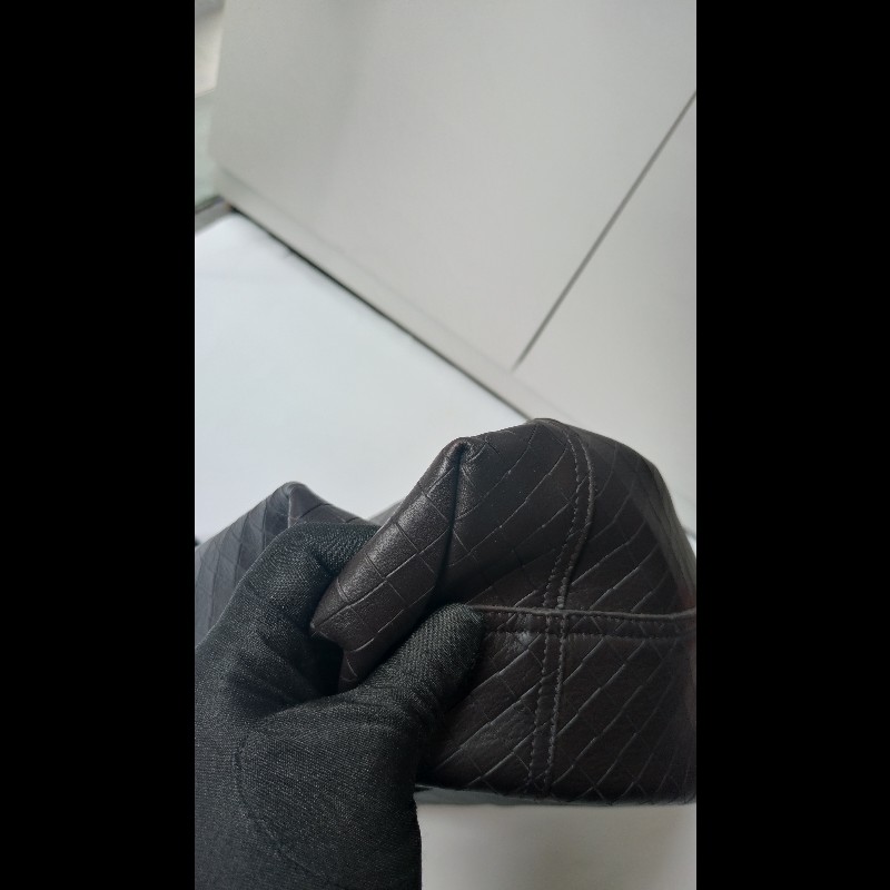 BV 深咖皮壓紋編織購物包 TOTE-11