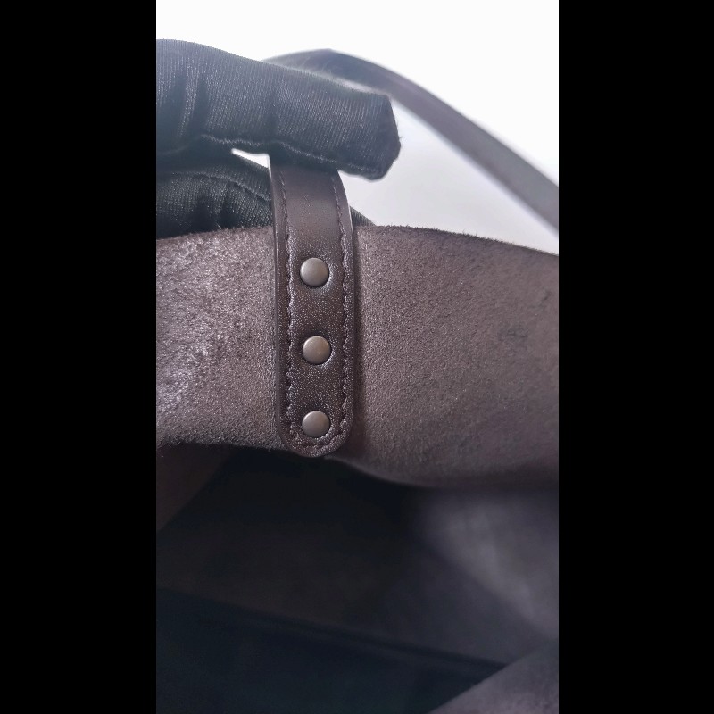 BV 深咖皮壓紋編織購物包 TOTE-17