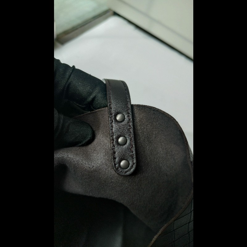 BV 深咖皮壓紋編織購物包 TOTE-19