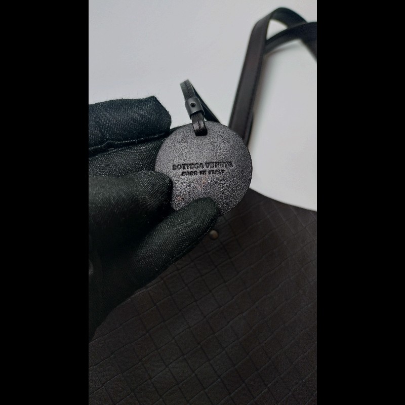 BV 深咖皮壓紋編織購物包 TOTE-21