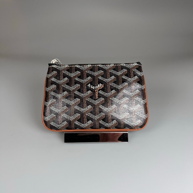 全新品 GOYARD 焦糖色滿版老花ㄇ字拉鍊零錢包-0