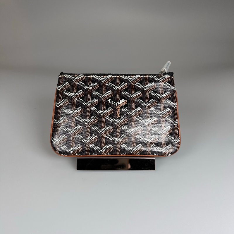 全新品 GOYARD 焦糖色滿版老花ㄇ字拉鍊零錢包-1
