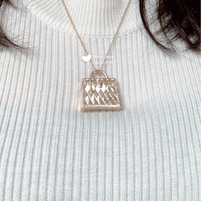 未使用 愛馬仕 Hermès Curiosité Kelly 迷你凱莉包鎖頭吊飾/項鍊墜飾 銀色 Guilloché 菱格紋|附橘盒-6