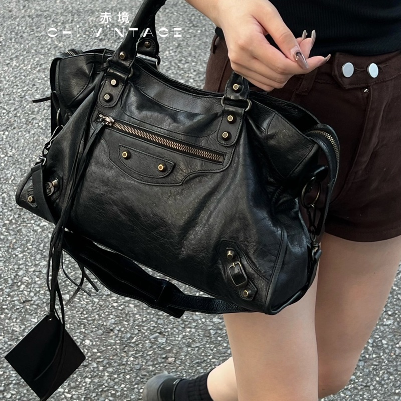 BALENCIAGA 巴黎世家 Motorcycle City 黑色 機車包 斜背包 肩背包 側背包 手提包-1