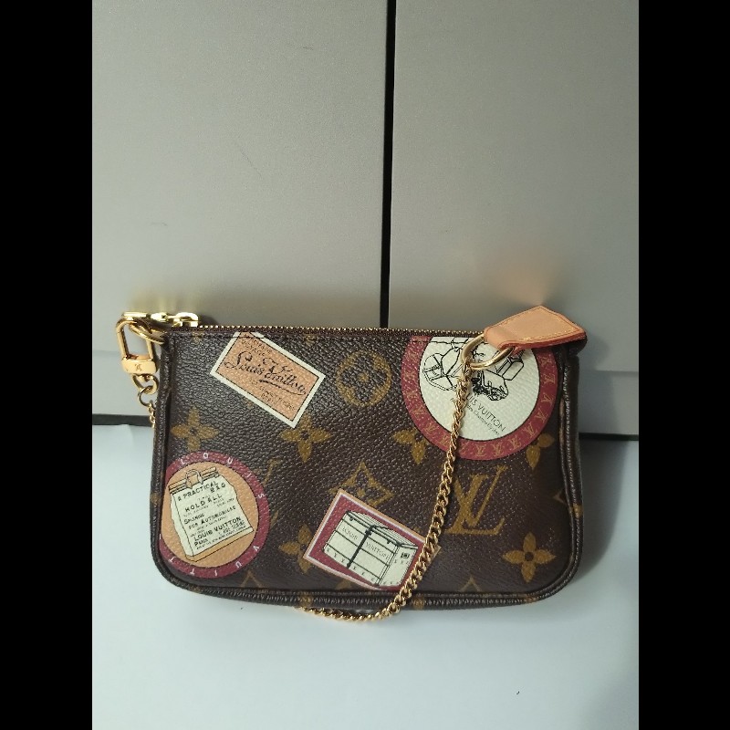 LV 老花限定行李箱圖騰15公分金鍊小包-3