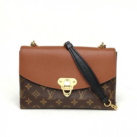 LOUIS VUITTON SAINTPLACIDE棕色PVC金扣2017老花肩背包