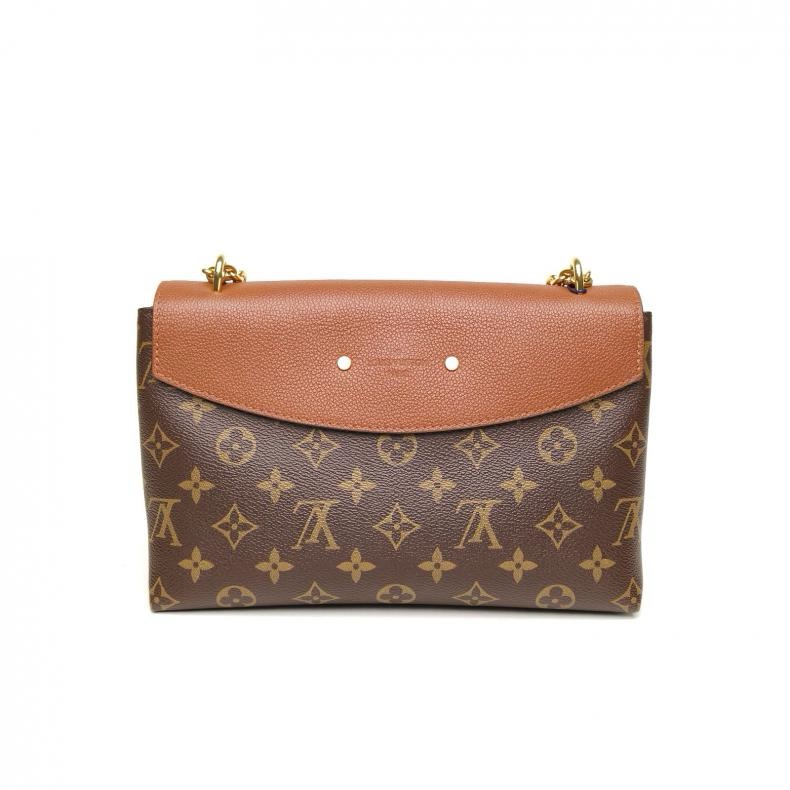 LOUIS VUITTON SAINTPLACIDE棕色PVC金扣2017老花肩背包-2