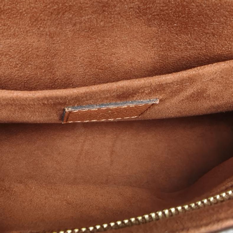 LOUIS VUITTON SAINTPLACIDE棕色PVC金扣2017老花肩背包-5