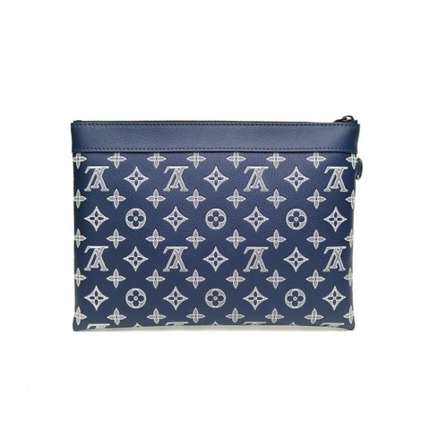 LOUIS VUITTON PochetteTogo手拿包藍色牛皮晶片