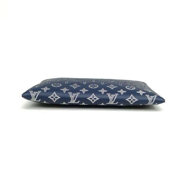 LOUIS VUITTON PochetteTogo手拿包藍色牛皮晶片-4