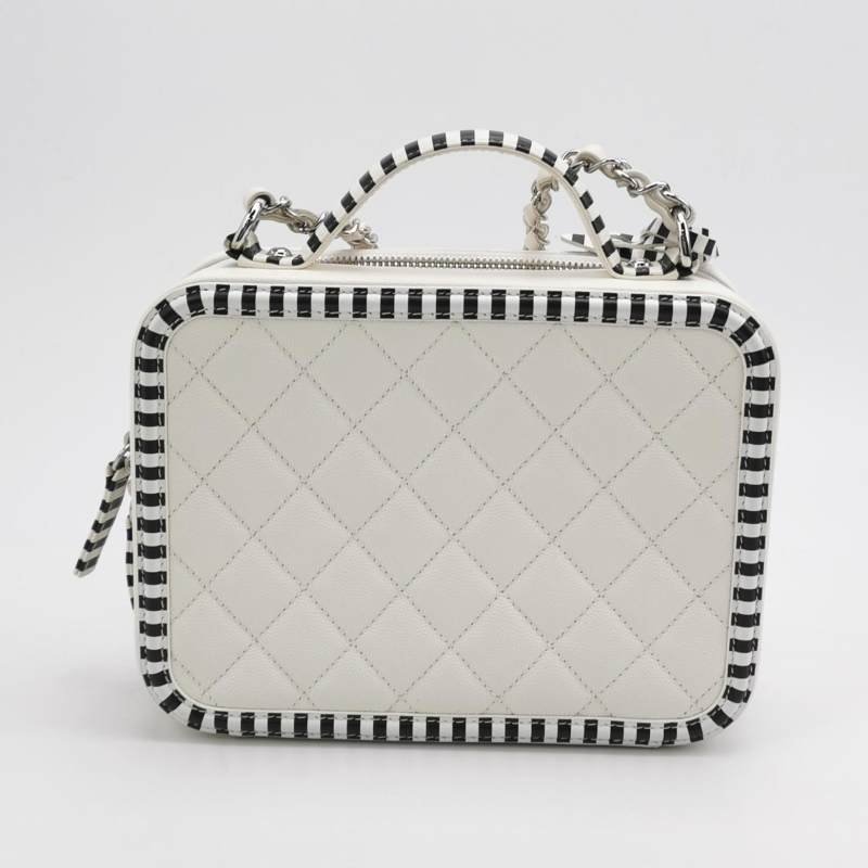 Chanel Vanity Case中號牛皮拼色斑馬紋雙C標識斜挎包單肩包 9.8新-4