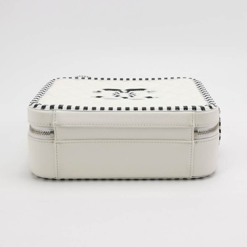 Chanel Vanity Case中號牛皮拼色斑馬紋雙C標識斜挎包單肩包 9.8新-5