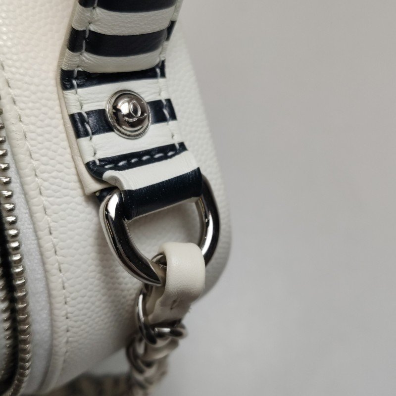 Chanel Vanity Case中號牛皮拼色斑馬紋雙C標識斜挎包單肩包 9.8新-11