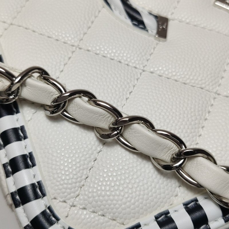 Chanel Vanity Case中號牛皮拼色斑馬紋雙C標識斜挎包單肩包 9.8新-12