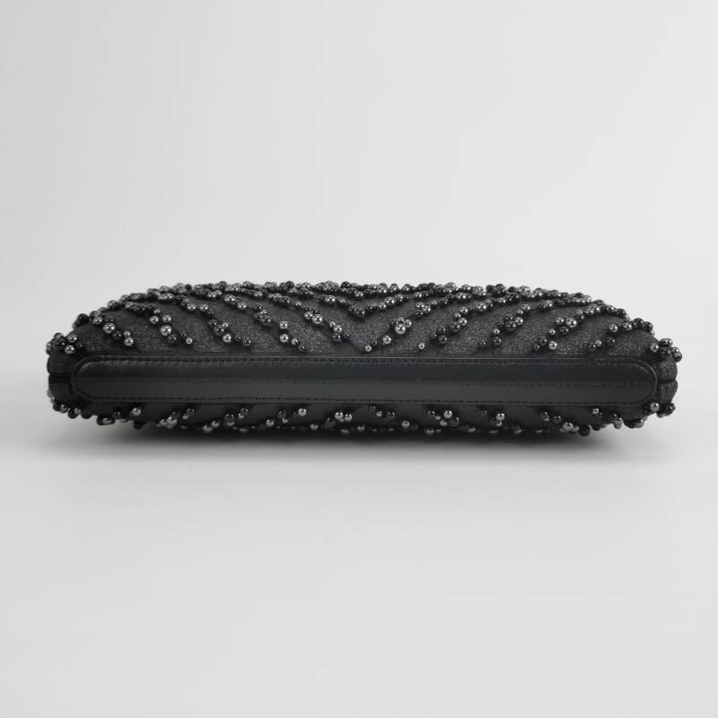 Chanel羊皮雙C logo珍珠裝飾斜挎包單肩包 9.8新-5