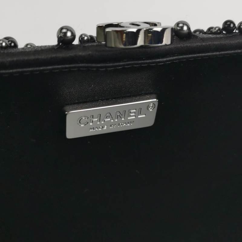 Chanel羊皮雙C logo珍珠裝飾斜挎包單肩包 9.8新-7