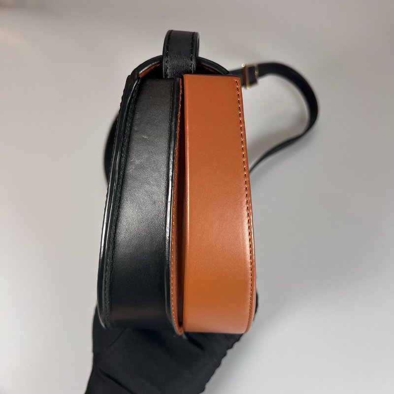 LOEWE 062101 咖黑皮革馬鞍包-2