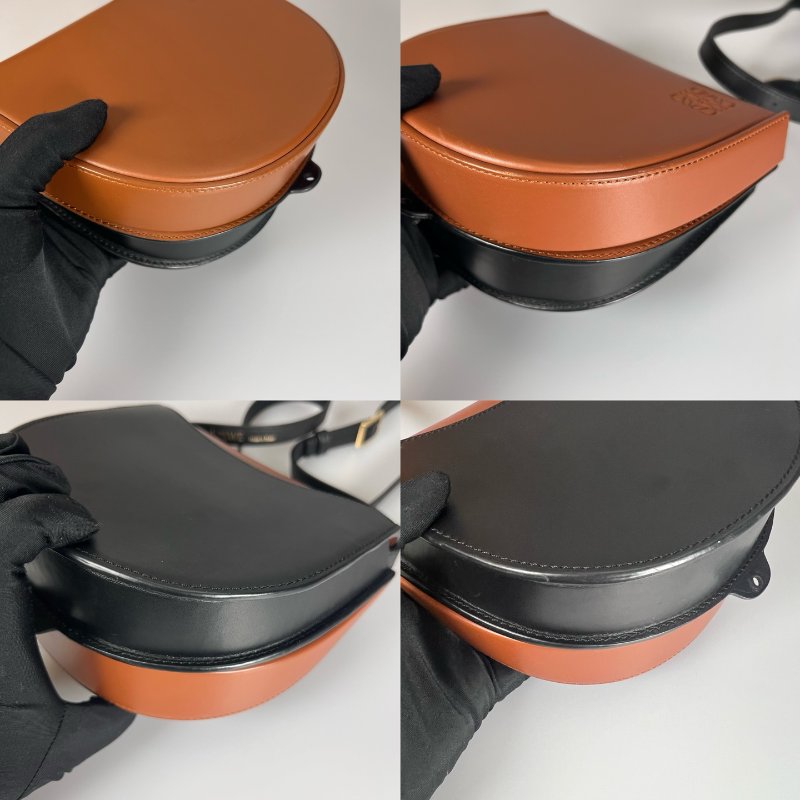 LOEWE 062101 咖黑皮革馬鞍包-10