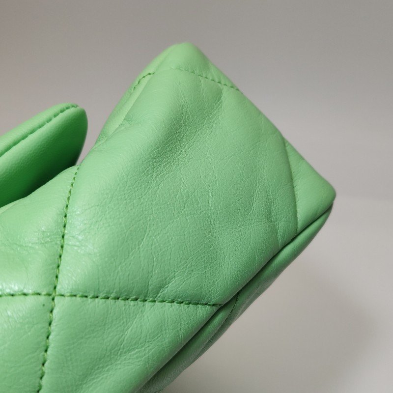 Chanel 19 Bag 小號 羊皮菱格絎縫穿皮雙C扣單肩包 9.8新-12