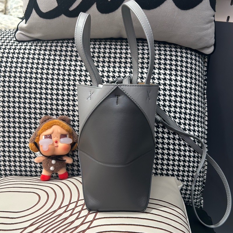 Loewe Mini Fold Tote bag 深灰牛皮拼銀色-3