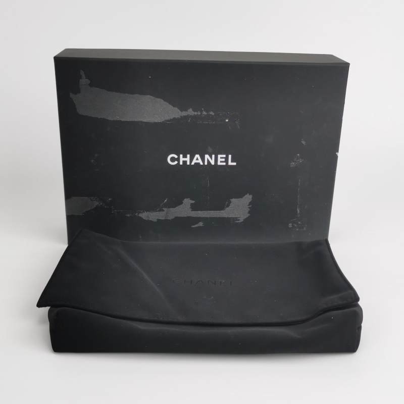 Chanel牛皮緞面純色水鑽裝飾雙C標識斜挎包單肩包 晶片款 9.8新-8