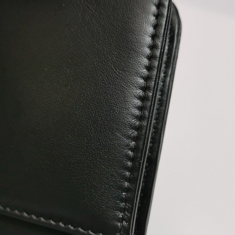 Chanel牛皮緞面純色水鑽裝飾雙C標識斜挎包單肩包 晶片款 9.8新-11