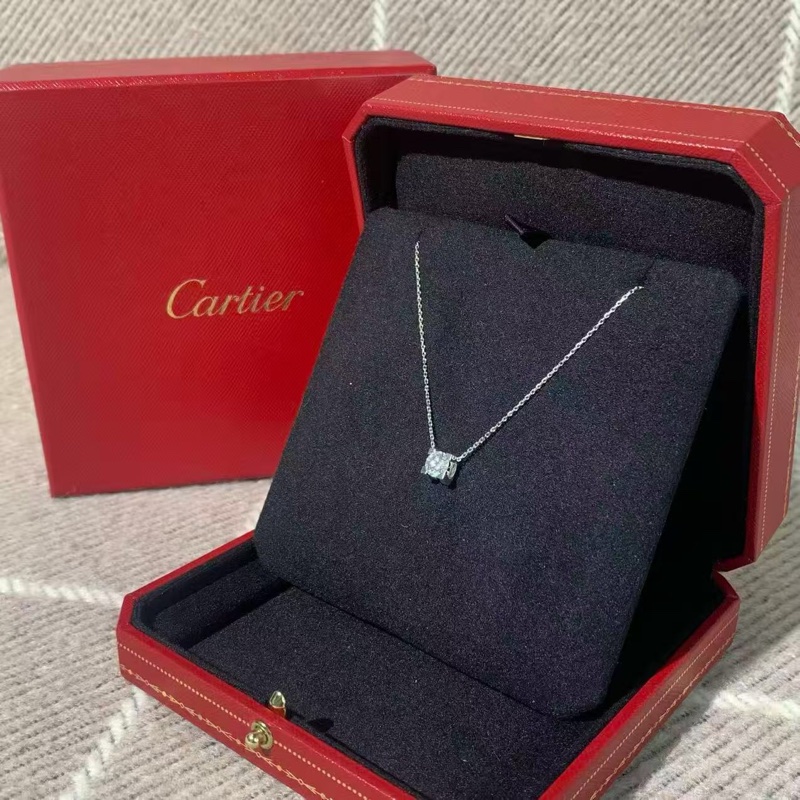 Cartier卡地亞 1 克拉牛頭石鑽石白金項鍊,主鑽 1.01 克拉,h 色,vvs1 淨度-1