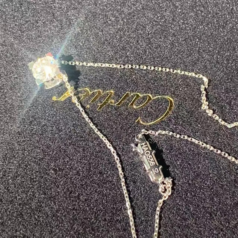 Cartier卡地亞 1 克拉牛頭石鑽石白金項鍊,主鑽 1.01 克拉,h 色,vvs1 淨度-3