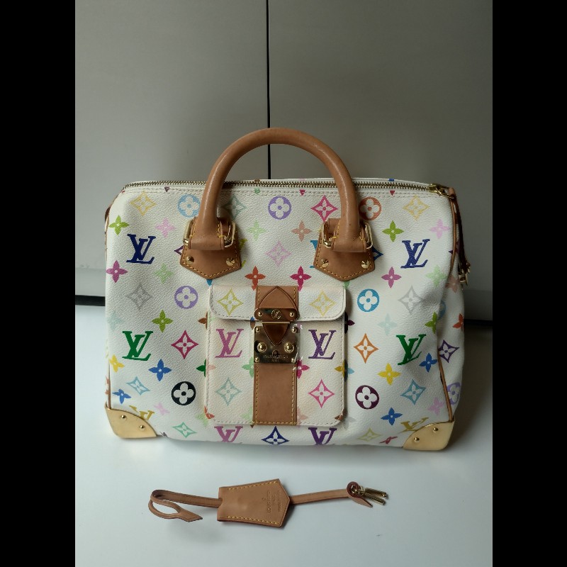 LV 絕版白彩波士頓包 speedy 30 村上隆系列-1