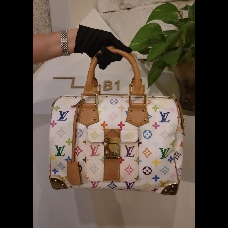 LV 絕版白彩波士頓包 speedy 30 村上隆系列-3