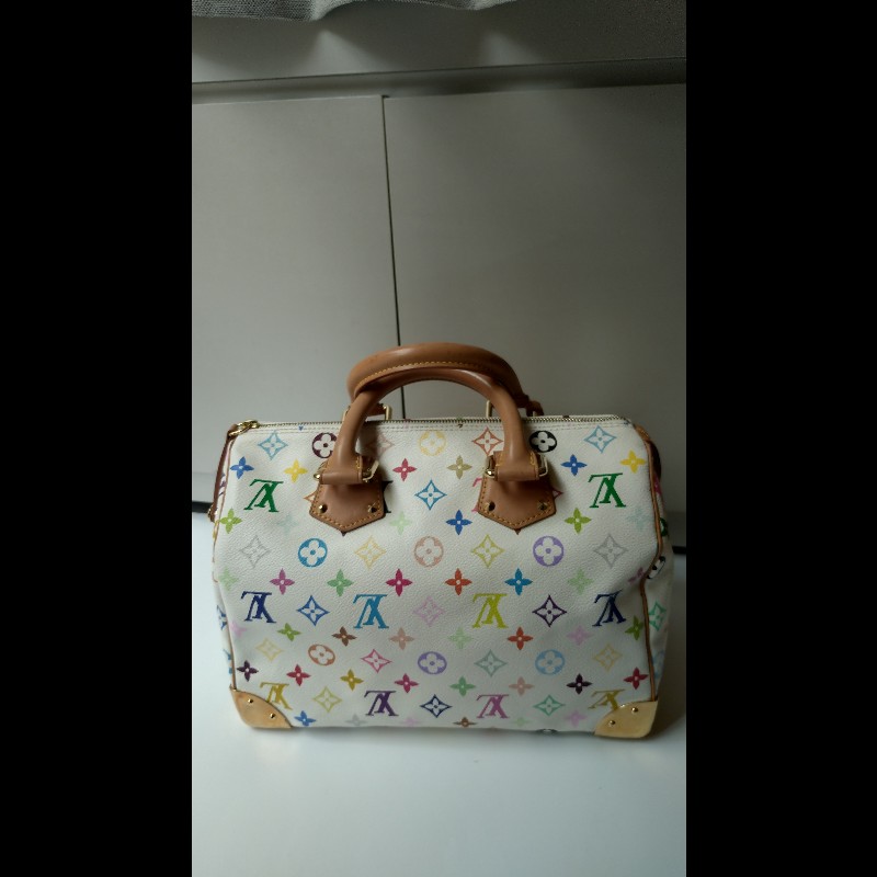 LV 絕版白彩波士頓包 speedy 30 村上隆系列-4