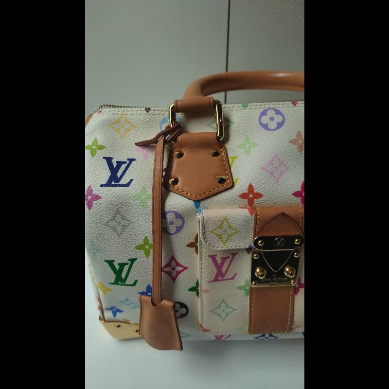 LV 絕版白彩波士頓包 speedy 30 村上隆系列-5