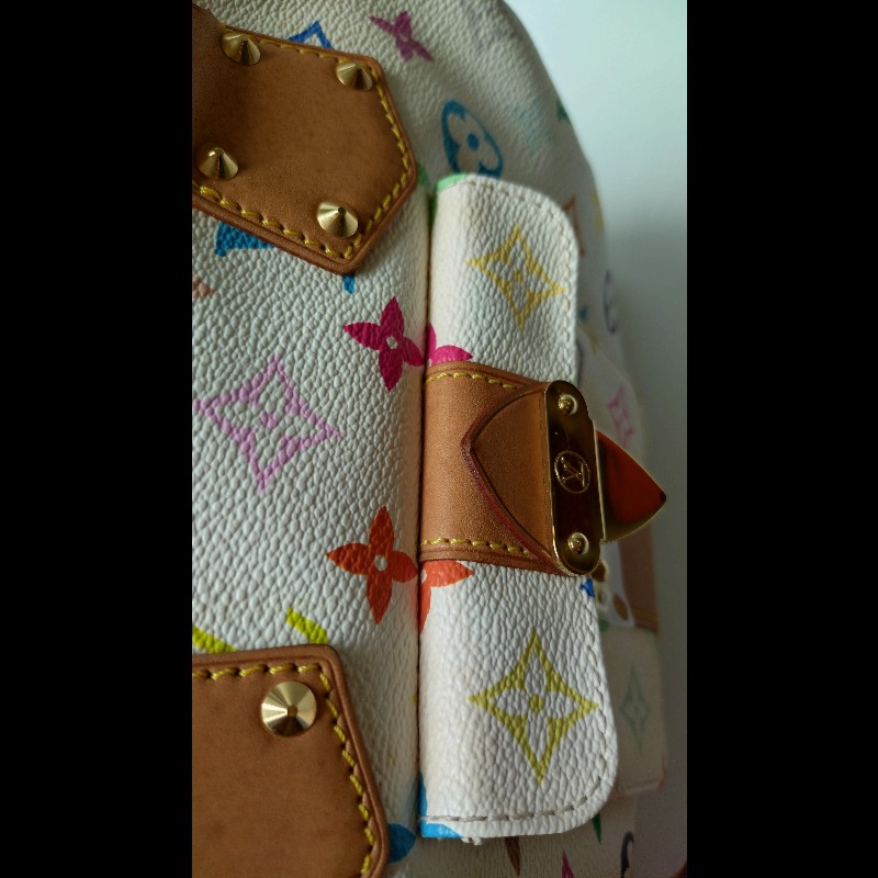 LV 絕版白彩波士頓包 speedy 30 村上隆系列-6