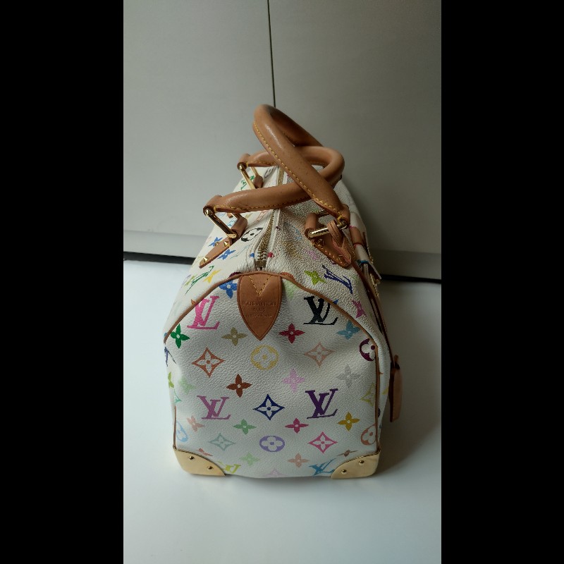 LV 絕版白彩波士頓包 speedy 30 村上隆系列-12